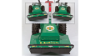 a green and red toy tractor